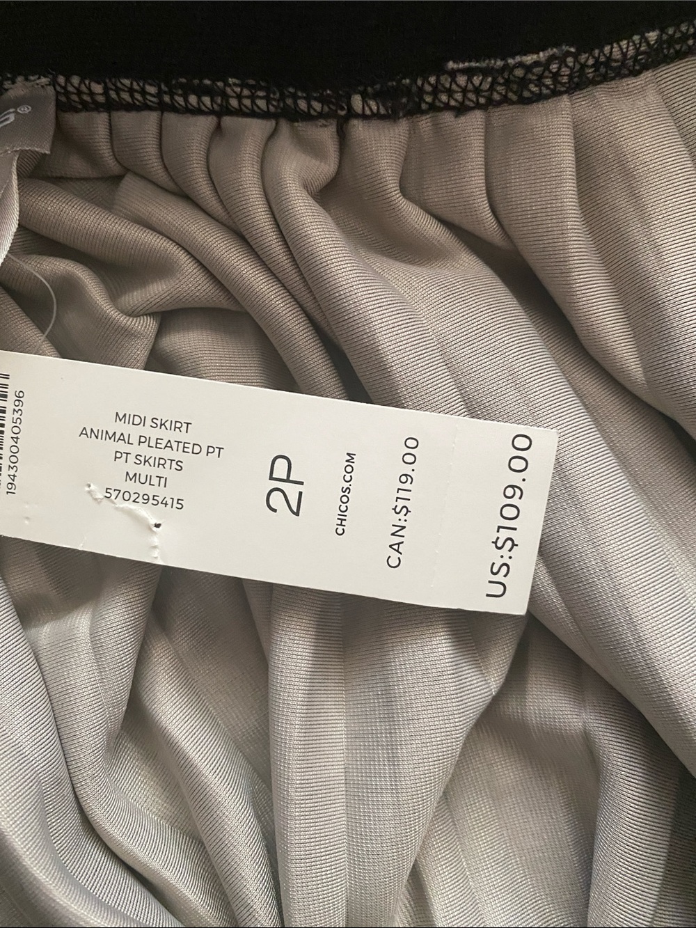 Chicos NWT midi skirt animal ombré pleated - Picture 5 of 7